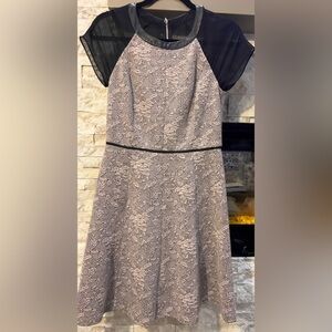 Rebecca Taylor A-Line Gray Black with Mesh‎ and Leather band accent size 4